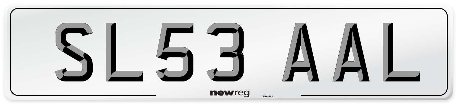 SL53 AAL Number Plate from New Reg